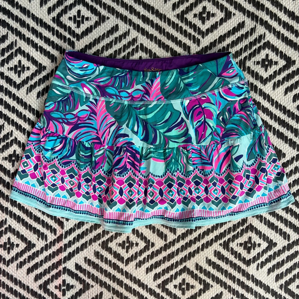 Lilly Pulitzer Luxletic Gardenia Skort Sz S Don’t Wanna Leaf UPF Skirt Shorts EC - Picture 6 of 11